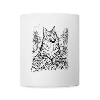 Cat in Hemp: House Tiger in the Cannabis Jungle - Mug - white - Front