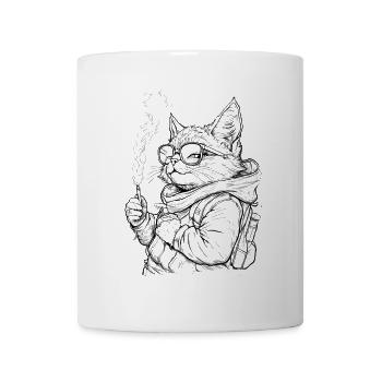 Chat cool avec joint : Stoner House Tiger - Mug blanc - blanc - Devant
