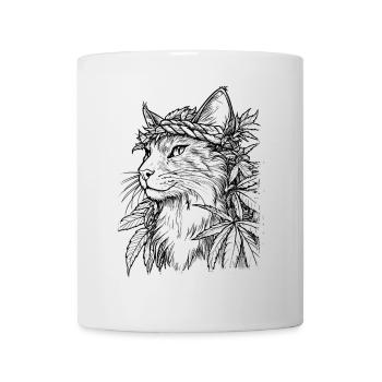 Chat avec couronne de chanvre : Tigre domestique majestueux - Mug blanc - blanc - Devant