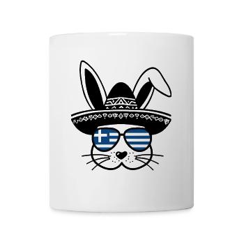 Greek Easter bunny with sunglasses and - Mug - white - Front