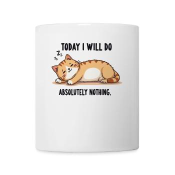 Fauler Katzen-Lifestyle – Lustiges Lazy Cat Design - Tasse - Weiß - Vorne