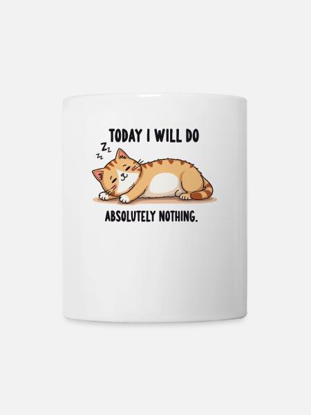 Fauler Katzen-Lifestyle – Lustiges Lazy Cat Design - Tasse - Weiß