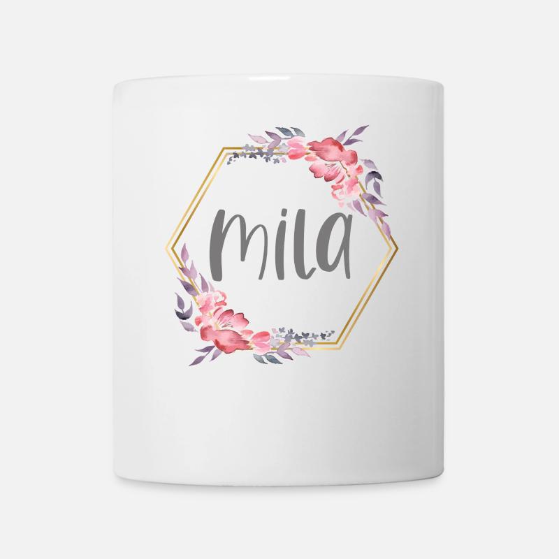 Mila Mädchen Name personalisiertes Geschenk - Tasse - Weiß