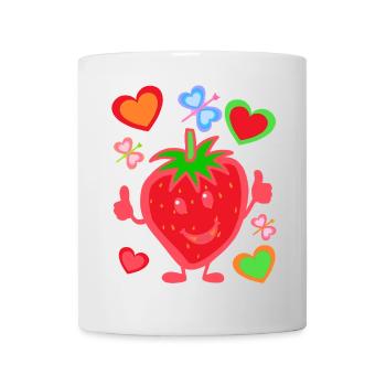 Erdbeere Erdbeer Kinder Kind Sommerzeit - Tasse - Weiß - Vorne
