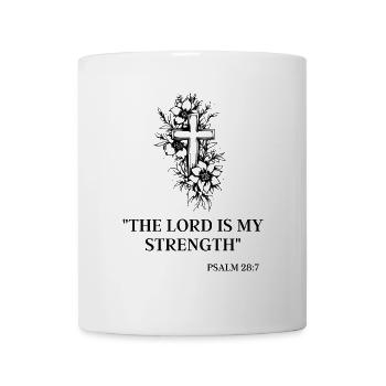 Cross with Psalm 28:7: God is my strength - Mug - white - Front