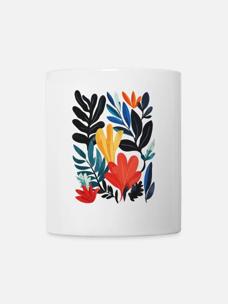 Abstrakte Blumen: Farbenspiel im Stil Matisse - Tasse - Weiß