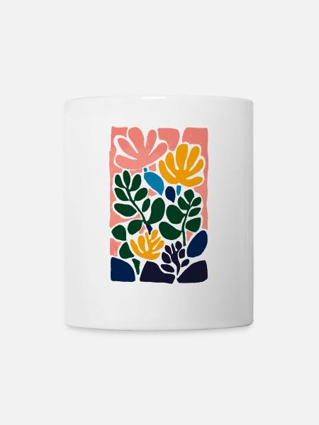 Abstrakte Blumen: Farbenspiel im Stil Matisse - Tasse - Weiß