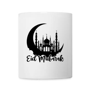 Eid Mubarak Mosque Silhouette Crescent Moon Celebration - Mug - white - Front