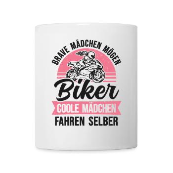 Motorrad Bikerin Motorradfahrerin Biker Frau - Tasse - Weiß - Vorne