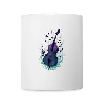 Contrebasse en flammes avec notes de musique - Mug blanc - blanc - Devant