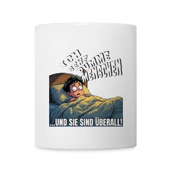 Lustiges Design im Comic Style, Humor IQ Mann Frau - Tasse - Weiß - Vorne