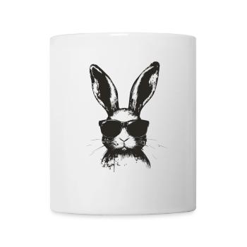 Hase mit Sonnenbrille Grunge Monochrom - Tasse - Weiß - Vorne
