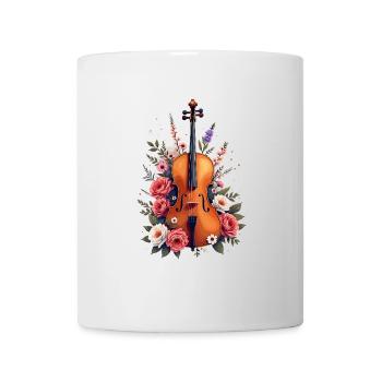 Elegant violin with floral décor - Mug - white - Front
