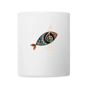 Poisson chrétien avec clef chœur d’église - Mug blanc - blanc - Devant