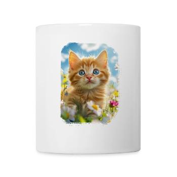 Flower magic with red kitten - Mug - white - Front