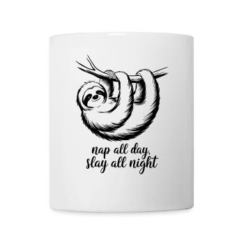 Schlafe Den Ganzen Tag, Feiere Die Ganze Nacht - Tasse - Weiß - Vorne