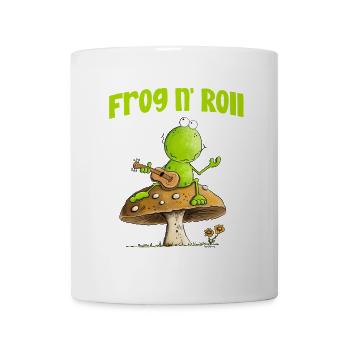 Frosch Mit Aktustik Gitarre Cottagecore Pilz - Tasse - Weiß - Vorne