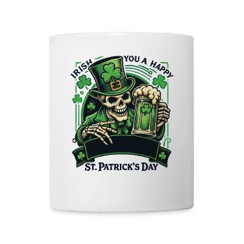 Crâne de la Saint-Patrick avec bière - Mug blanc - blanc - Devant