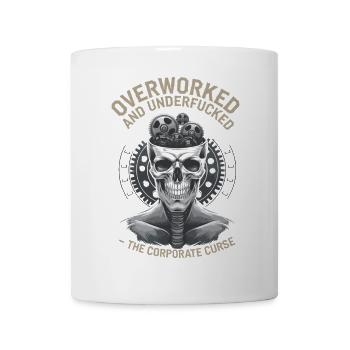 Überlastet & unterbewertet - Corporate Skull Design - Tasse - Weiß - Vorne