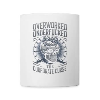 Überlastet und unterbezahlt - Funny Corporate Skull - Tasse - Weiß - Vorne