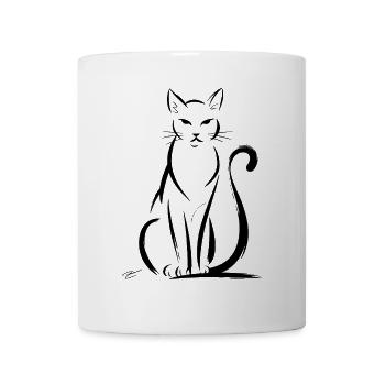 Elegant Cats Silhouette Artwork - Mug - white - Front