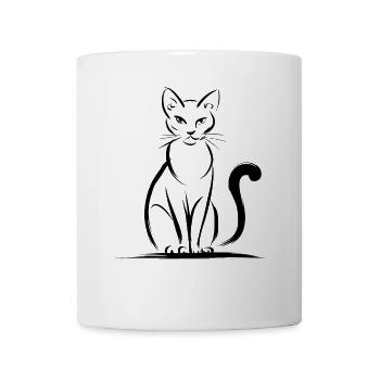 Elegante Katzenillustration Für Tierliebhaber - Tasse - Weiß - Vorne