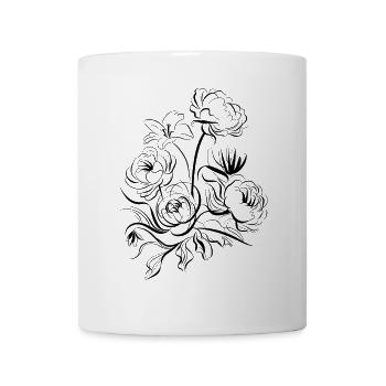 Elegante Blumenillustration im Vintage-Stil - Tasse - Weiß - Vorne