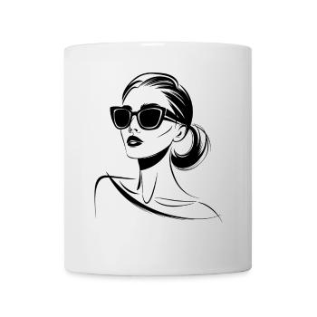 Femme élégante avec motif de lunettes de soleil - Mug blanc - blanc - Devant