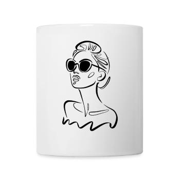femme élégante avec des lunettes de soleil dessin esthétique - Mug blanc - blanc - Devant
