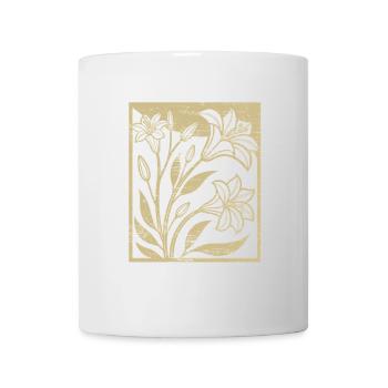 Lys - Gravure sur bois - Printemps - Été - Dicton - Mug blanc - blanc - Devant