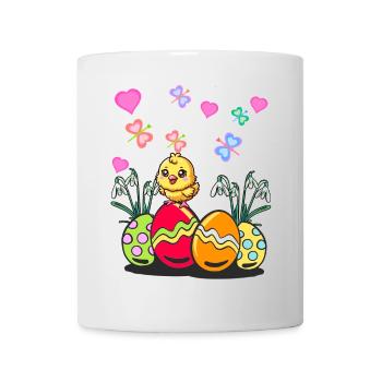 Pâques Pâques Printemps Poussin Oeufs de Pâques - Mug blanc - blanc - Devant