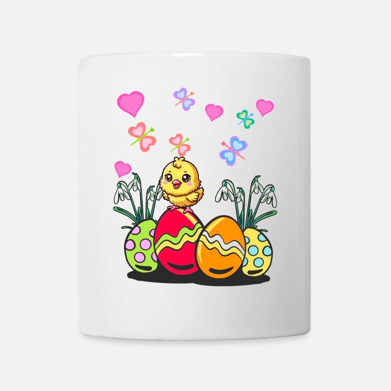 Pâques Pâques Printemps Poussin Oeufs de Pâques - Mug blanc - blanc
