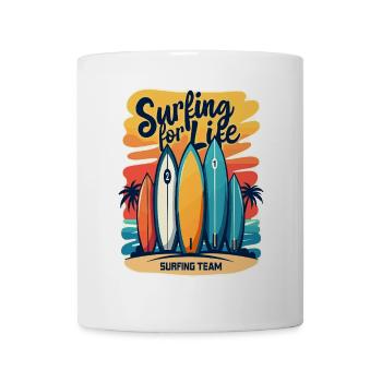 Surfing for Life Wave Boards & Beach - Mug - white - Front