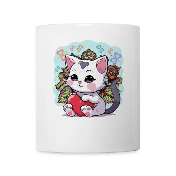 Indische Katze Katzen Herz Herzen indisch Kätzchen - Tasse - Weiß - Vorne