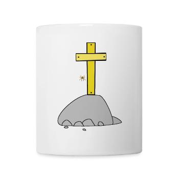 Halloween Kreuz Kreuze Spinne - Tasse - Weiß - Vorne