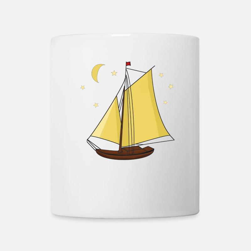 Segelboot Boot Schiff Seefahrt Sterne Mond - Tasse - Weiß