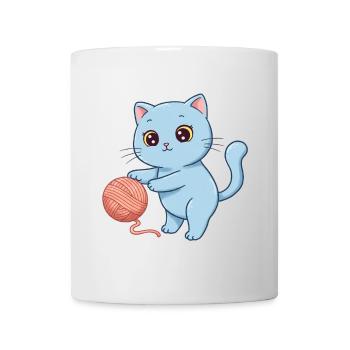 Tier Cartoon Kinderkatze - Tasse - Weiß - Vorne