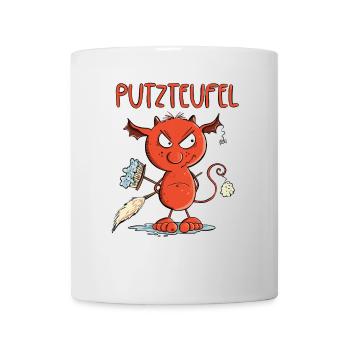 Lustiger Putzteufel Putzen Reinigungskraft Hygiene - Tasse - Weiß - Vorne