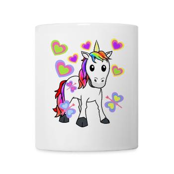 Licorne Licornes Enfants Enfant Bébé Coeurs - Mug blanc - blanc - Devant