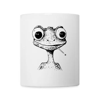 Frosch mit riesigen Augen und Joint: Weed Frosch - Tasse - Weiß - Vorne