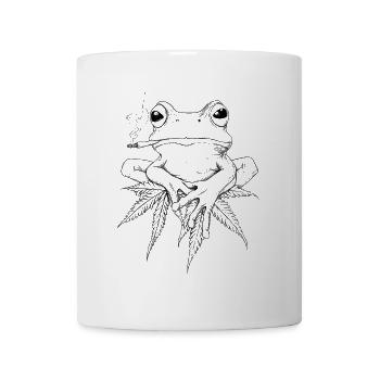 Grenouille sur feuille de cannabis avec joint - Weed Frog - Mug blanc - blanc - Devant
