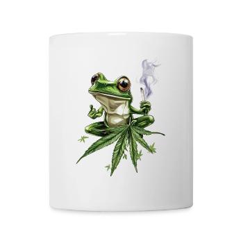 Chillender Frosch mit Joint - Weed Frosch Design - Tasse - Weiß - Vorne