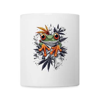 Frosch mit orangen Füßen - Weed Frosch Design - Tasse - Weiß - Vorne