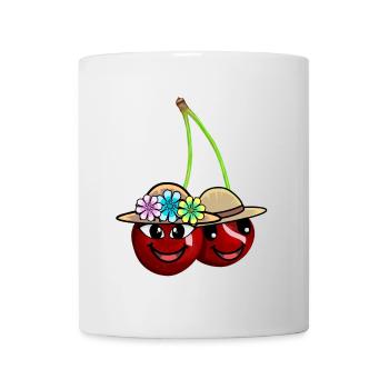 Rockabilly Retro Vintage Kirsche Kirschen - Tasse - Weiß - Vorne
