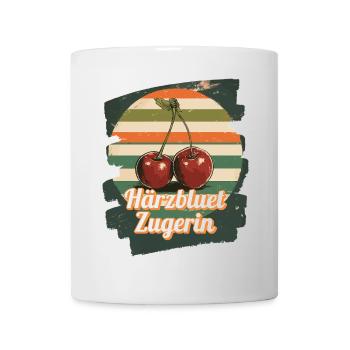 Härzbluetzugerin Zuger Chriesi Kirschen Kanton Zug - Tasse - Weiß - Vorne