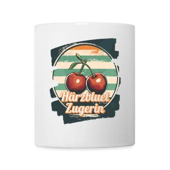 Härzbluetzugerin Zuger Chriesi Kirschen Kanton Zug - Tasse - Weiß - Vorne