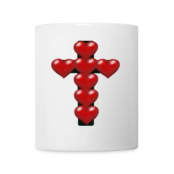 Heart Hearts Cross Crosses Crucifix - Mug - white - Front