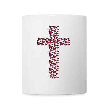 Heart Hearts Cross Crosses Crucifix - Mug - white - Front