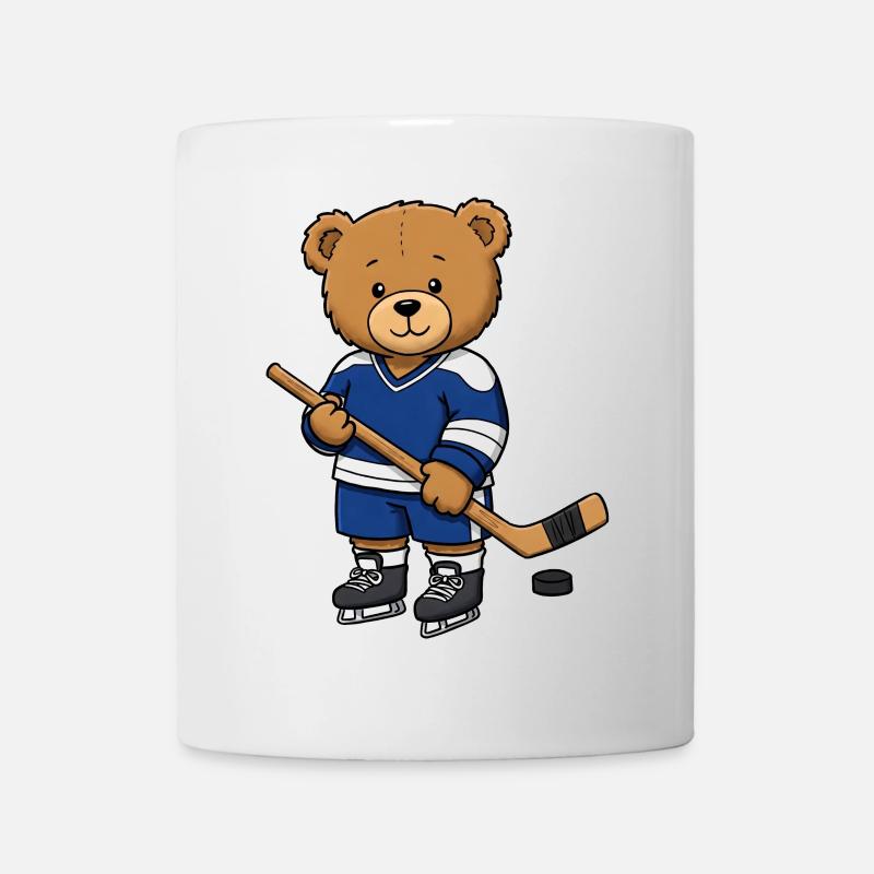 Teddy Bear Joueur de hockey sur glace - Mug blanc - blanc