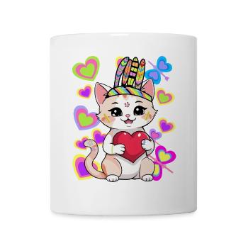 Katze Geburtstag Kinder Kind Herz Herzen Baby - Tasse - Weiß - Vorne